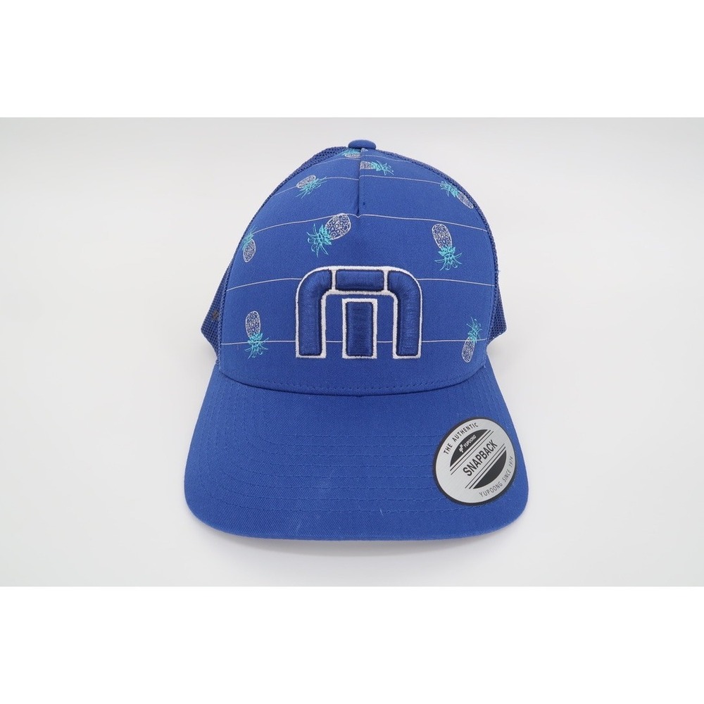 Travis Mathew Big‎ Bend Royal Blue Pineapple Print Snapback Golf Cap Mens NEW
